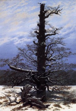 L’Oaktree dans la neige romantique Caspar David Friedrich Peinture à l'huile